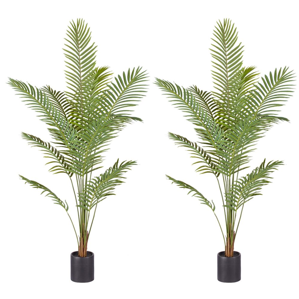 1-SOGA 2X 210cm Green Artificial Indoor Rogue Areca Palm Tree Fake Tropical Plant Home Office Decor