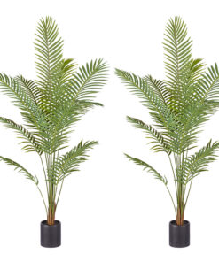 1-SOGA 2X 210cm Green Artificial Indoor Rogue Areca Palm Tree Fake Tropical Plant Home Office Decor