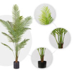 4-SOGA 2X 210cm Green Artificial Indoor Rogue Areca Palm Tree Fake Tropical Plant Home Office Decor