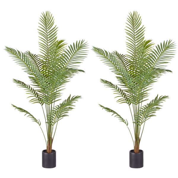 1-SOGA 2X 210cm Green Artificial Indoor Rogue Areca Palm Tree Fake Tropical Plant Home Office Decor
