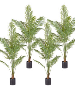 1-SOGA 4X 210cm Green Artificial Indoor Rogue Areca Palm Tree Fake Tropical Plant Home Office Decor