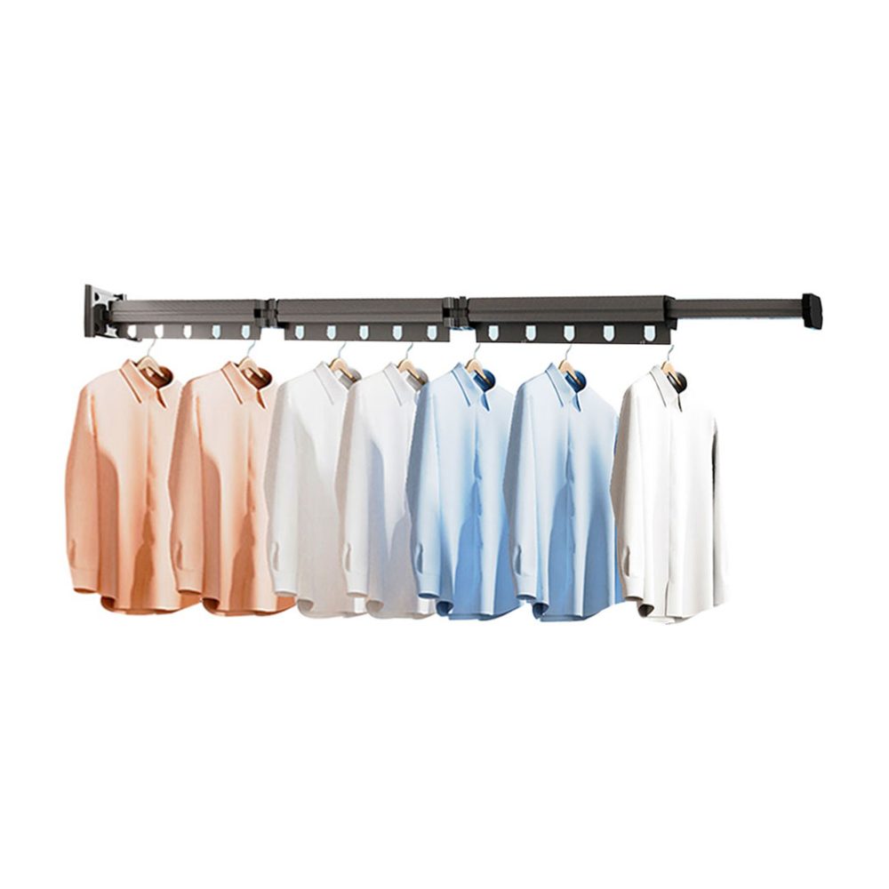 1-SOGA 93.2cm Wall-Mounted Clothing Dry Rack Retractable Space-Saving Foldable Hanger