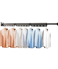 1-SOGA 93.2cm Wall-Mounted Clothing Dry Rack Retractable Space-Saving Foldable Hanger
