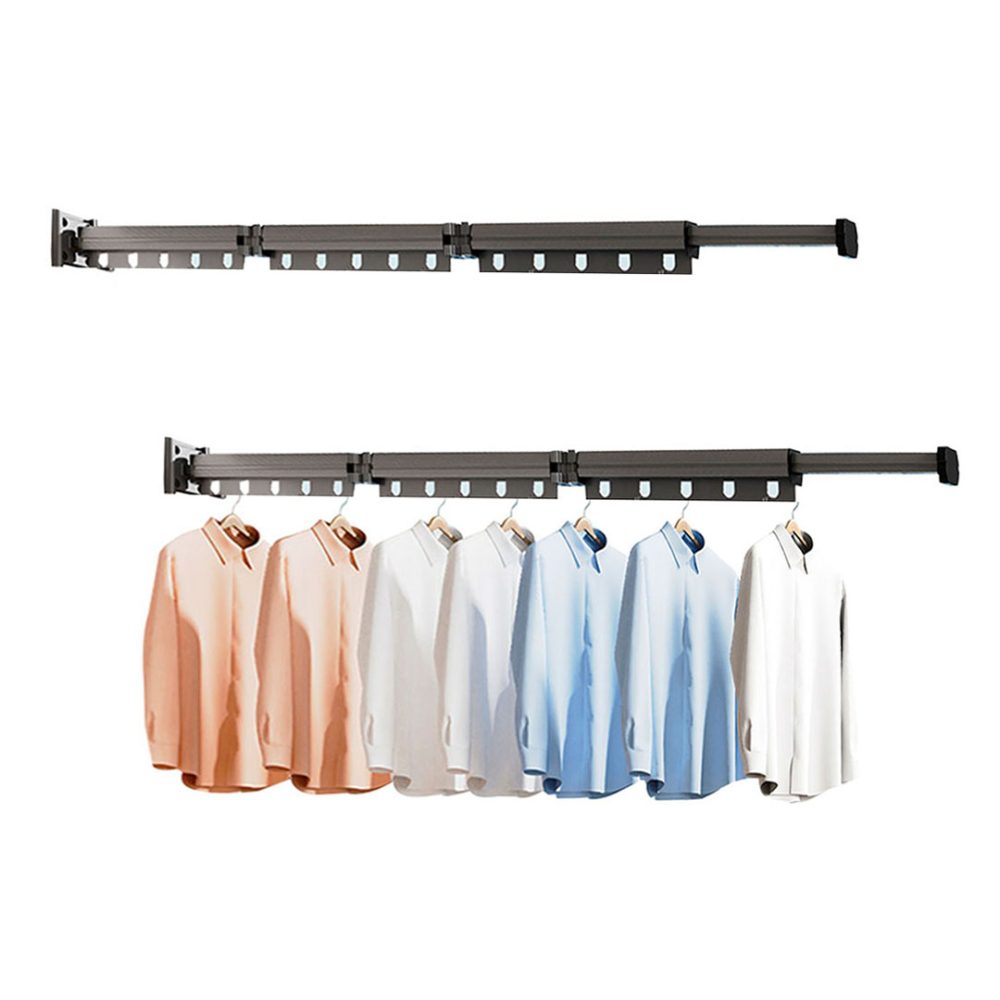 1-SOGA 2X 93.2cm Wall-Mounted Clothing Dry Rack Retractable Space-Saving Foldable Hanger