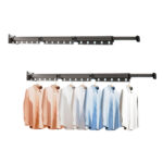 1-SOGA 2X 93.2cm Wall-Mounted Clothing Dry Rack Retractable Space-Saving Foldable Hanger
