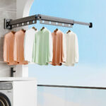 5-SOGA 2X 93.2cm Wall-Mounted Clothing Dry Rack Retractable Space-Saving Foldable Hanger