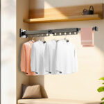 6-SOGA 2X 93.2cm Wall-Mounted Clothing Dry Rack Retractable Space-Saving Foldable Hanger