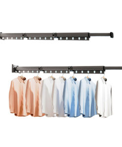 1-SOGA 2X 127.5cm Wall-Mounted Clothing Dry Rack Retractable Space-Saving Foldable Hanger