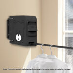 2-SOGA 160mm Wall-Mounted Clothes Line Dry Rack Retractable Space-Saving Foldable Hanger Black