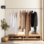 7-SOGA 160mm Wall-Mounted Clothes Line Dry Rack Retractable Space-Saving Foldable Hanger Black