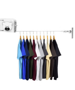 1-SOGA 160mm Wall-Mounted Clothes Line Dry Rack Retractable Space-Saving Foldable Hanger White