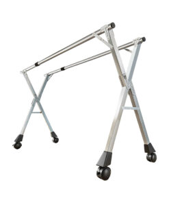 1-SOGA 1.6m Portable Standing Clothes Drying Rack Foldable Space-Saving Laundry Holder with Wheels