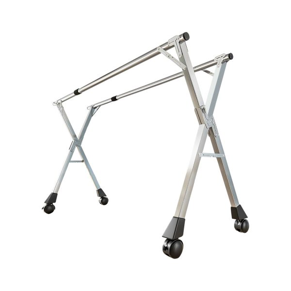 1-SOGA 1.6m Portable Standing Clothes Drying Rack Foldable Space-Saving Laundry Holder with Wheels