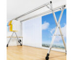 3-SOGA 2.4m Portable Standing Clothes Drying Rack Foldable Space-Saving Laundry Holder with Wheels