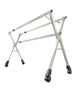 1-SOGA 160cm Portable Drying Rack Clothes Steel Laundry Rack Foldable Space-Saving Laundry Holder 3 Poles