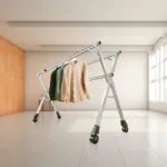 5-SOGA 160cm Portable Drying Rack Clothes Steel Laundry Rack Foldable Space-Saving Laundry Holder 3 Poles