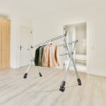 7-SOGA 160cm Portable Drying Rack Clothes Steel Laundry Rack Foldable Space-Saving Laundry Holder 3 Poles
