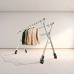 3-SOGA 200cm Portable Drying Rack Clothes Steel Laundry Rack Foldable Space-Saving Laundry Holder 3 Poles