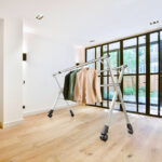 4-SOGA 200cm Portable Drying Rack Clothes Steel Laundry Rack Foldable Space-Saving Laundry Holder 3 Poles