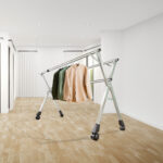 6-SOGA 200cm Portable Drying Rack Clothes Steel Laundry Rack Foldable Space-Saving Laundry Holder 3 Poles