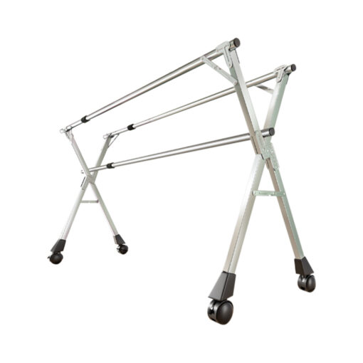 1-SOGA 200cm Portable Drying Rack Clothes Steel Laundry Rack Foldable Space-Saving Laundry Holder 3 Poles