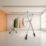 5-SOGA 2X 200cm Portable Drying Rack Clothes Steel Laundry Rack Foldable Space-Saving Laundry Holder 3 Poles