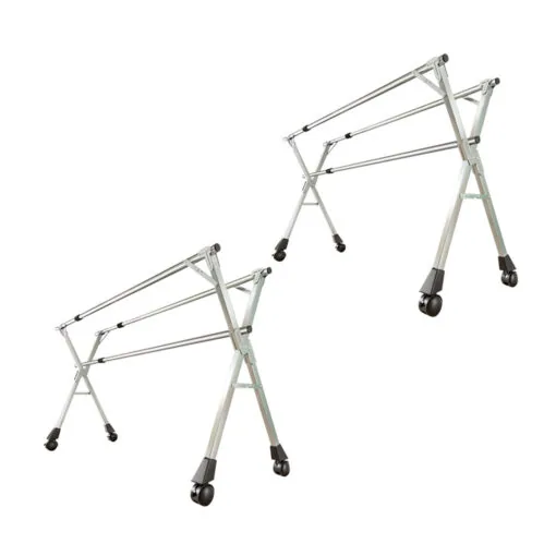 1-SOGA 2X 200cm Portable Drying Rack Clothes Steel Laundry Rack Foldable Space-Saving Laundry Holder 3 Poles