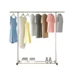 3-SOGA 2X 125cm Stainless Steel Floor-Standing Clothes Rack - Durable and Space-Saving Laundry Organizer