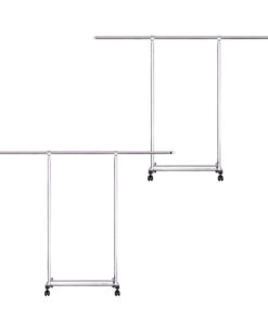 1-SOGA 2X 200cm Stainless Steel Floor-Standing Clothes Rack - Durable and Space-Saving Laundry Organizer