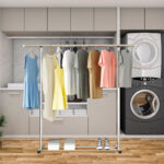 5-SOGA 240cm Stainless Steel Floor-Standing Clothes Rack - Durable and Space-Saving Laundry Organizer
