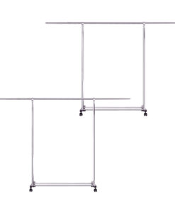 1-SOGA 2X  240cm Stainless Steel Floor-Standing Clothes Rack - Durable and Space-Saving Laundry Organizer
