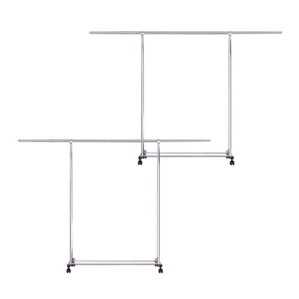 1-SOGA 2X  240cm Stainless Steel Floor-Standing Clothes Rack - Durable and Space-Saving Laundry Organizer