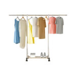 2-SOGA 2X 180cm Stainless Steel Floor-Standing Clothes Rack - Durable and Space-Saving Laundry Organizer