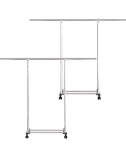1-SOGA 2X 180cm Stainless Steel Floor-Standing Clothes Rack - Durable and Space-Saving Laundry Organizer