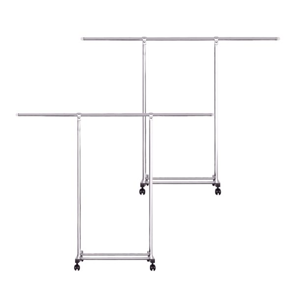 1-SOGA 2X 180cm Stainless Steel Floor-Standing Clothes Rack - Durable and Space-Saving Laundry Organizer