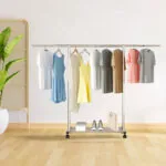 4-SOGA 200cm Stainless Steel Floor-Standing Clothes Rack - Durable and Space-Saving Laundry Organizer
