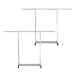 1-SOGA 2X 200cm Stainless Steel Floor-Standing Clothes Rack - Durable and Space-Saving Laundry Organizer