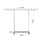 3-SOGA 2X 200cm Stainless Steel Floor-Standing Clothes Rack - Durable and Space-Saving Laundry Organizer