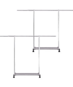 1-SOGA 2X 200cm Stainless Steel Floor-Standing Clothes Rack - Durable and Space-Saving Laundry Organizer