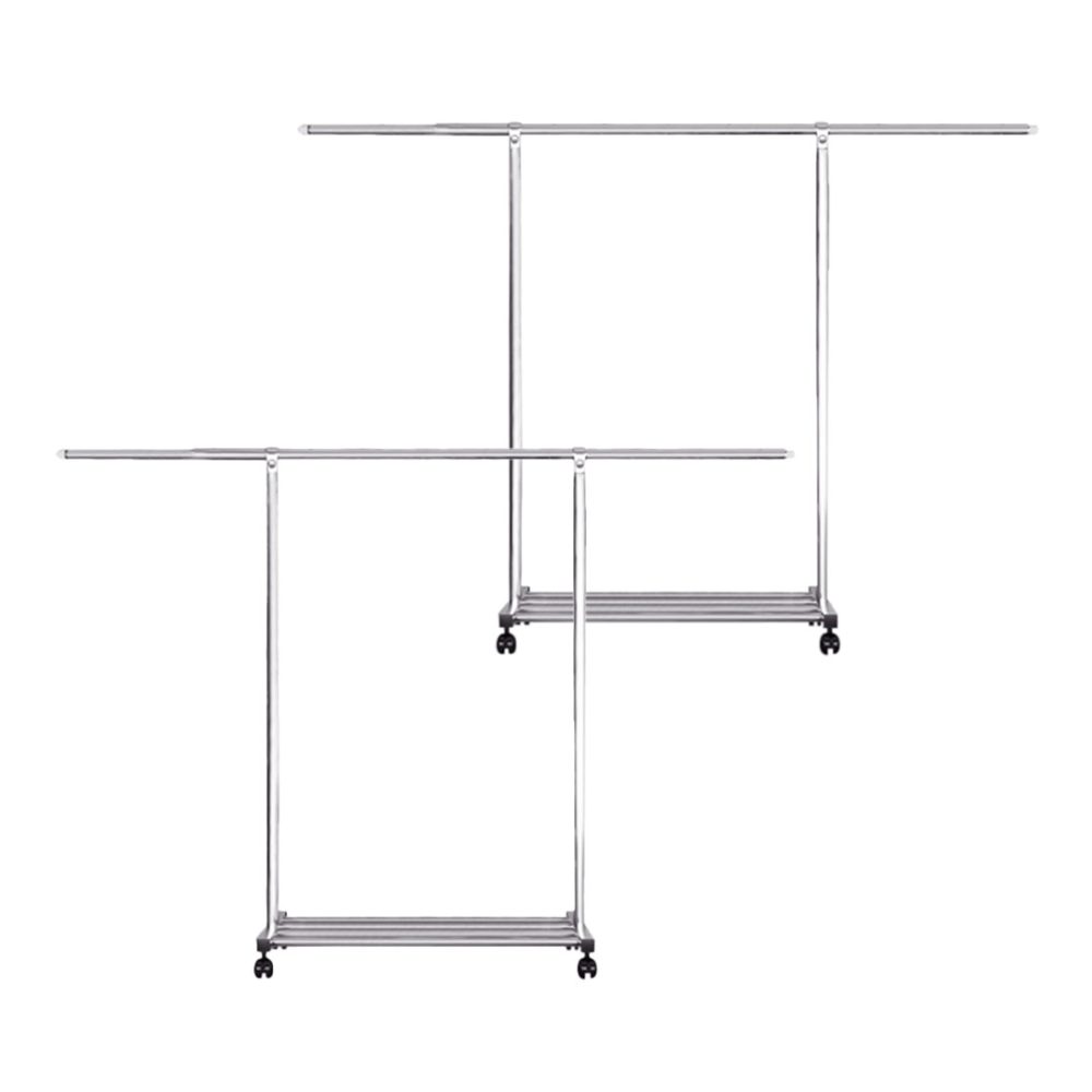1-SOGA 2X 240cm Stainless Steel Floor-Standing Clothes Rack - Durable and Space-Saving Laundry Organizer