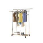 2-SOGA 120cm Stainless Steel Floor-Standing Clothes Rack - Durable and Space-Saving Laundry Organizer