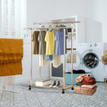 5-SOGA 120cm Stainless Steel Floor-Standing Clothes Rack - Durable and Space-Saving Laundry Organizer