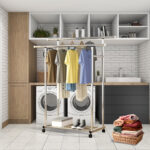 6-SOGA 120cm Stainless Steel Floor-Standing Clothes Rack - Durable and Space-Saving Laundry Organizer