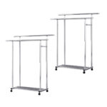1-SOGA 2X 120cm Stainless Steel Floor-Standing Clothes Rack - Durable and Space-Saving Laundry Organizer