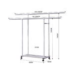 2-SOGA 200cm Stainless Steel Floor-Standing Clothes Rack - Durable and Space-Saving Laundry Organizer