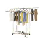 3-SOGA 200cm Stainless Steel Floor-Standing Clothes Rack - Durable and Space-Saving Laundry Organizer