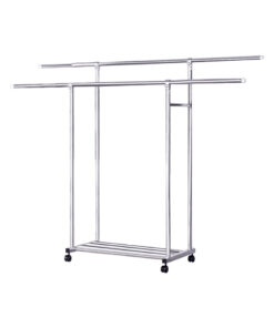1-SOGA 200cm Stainless Steel Floor-Standing Clothes Rack - Durable and Space-Saving Laundry Organizer