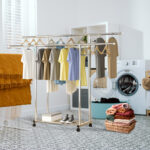 5-SOGA 200cm Stainless Steel Floor-Standing Clothes Rack - Durable and Space-Saving Laundry Organizer