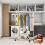6-SOGA 2X 120cm Stainless Steel Floor-Standing Clothes Rack - Durable and Space-Saving Laundry Organizer