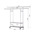 3-SOGA 200cm Stainless Steel Floor-Standing Clothes Rack - Durable and Space-Saving Laundry Organizer